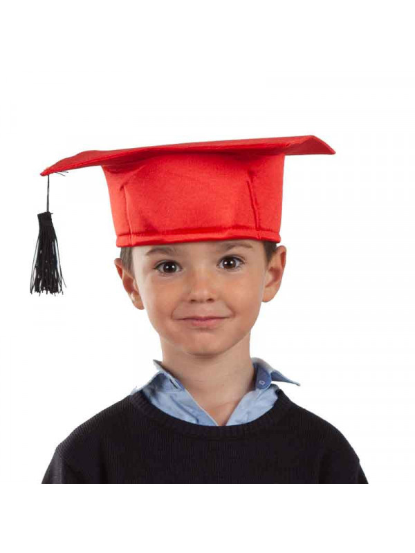 Birrete graduado infantil rojo